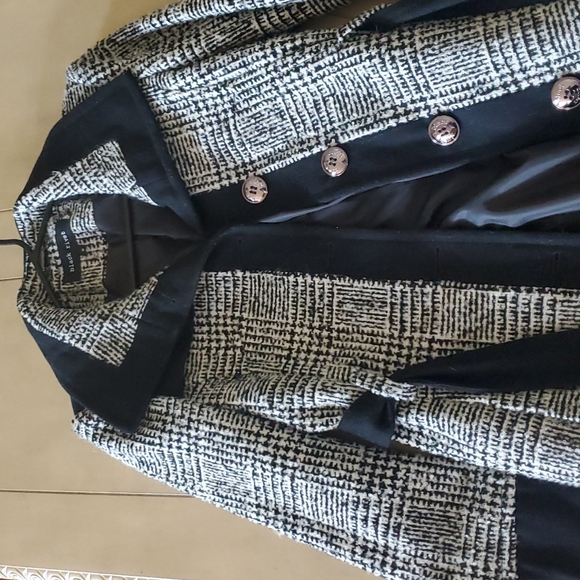 Black & White Black Rivet Pea Coat - Picture 4 of 4